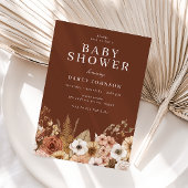 Modern Boho Floral Neutral Baby Shower Kaart