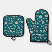 Modern Boho Floral Ovenwant & Pannenlap Set (Voorkant)