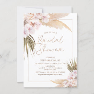 Modern Boho Floral Pampas Lijst Vrijgezellenfeest Kaart
