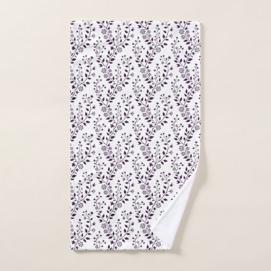 Modern Boho Floral Pattern Plum White Bad Handdoek (Handdoek)