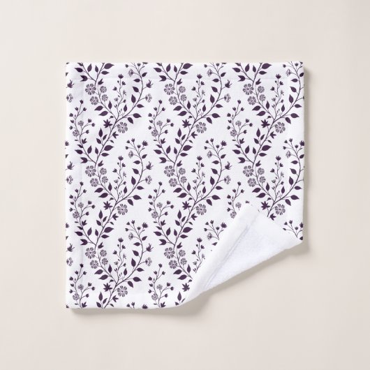 Modern Boho Floral Pattern Plum White Bad Handdoek (Wasdoekje)