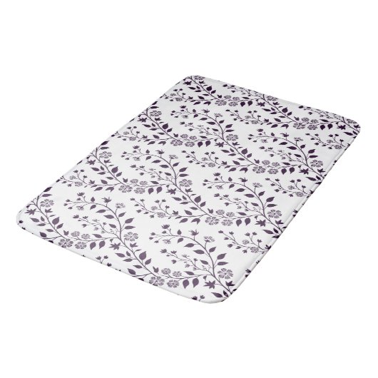 Modern Boho Floral Pattern Plum White Badmat (Gekanteld)