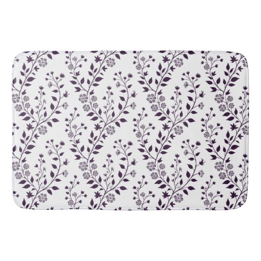 Modern Boho Floral Pattern Plum White Badmat (Voorkant)