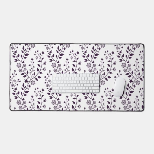 Modern Boho Floral Pattern Plum White Bureaumat (Keyboard & Muis)