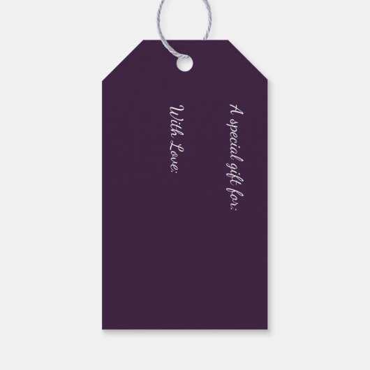 Modern Boho Floral Pattern Plum White Cadeaulabel (Achterkant)