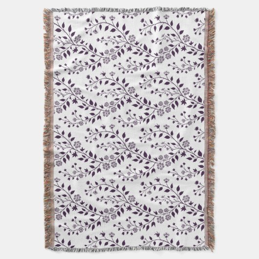 Modern Boho Floral Pattern Plum White Deken (Voorkant Verticaal)