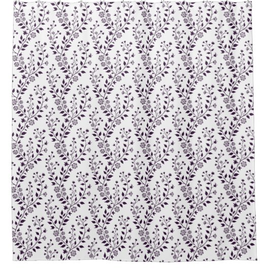 Modern Boho Floral Pattern Plum White Douchegordijn (Voorkant)