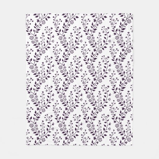 Modern Boho Floral Pattern Plum White Fleece Deken (Voorkant)