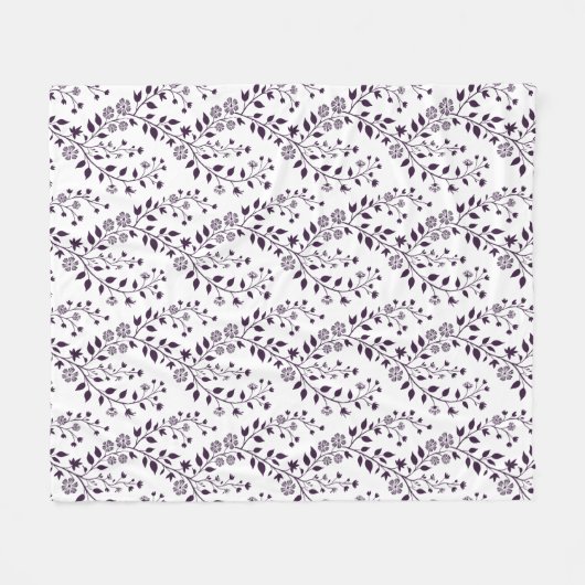 Modern Boho Floral Pattern Plum White Fleece Deken (Voorkant (Horizontaal))