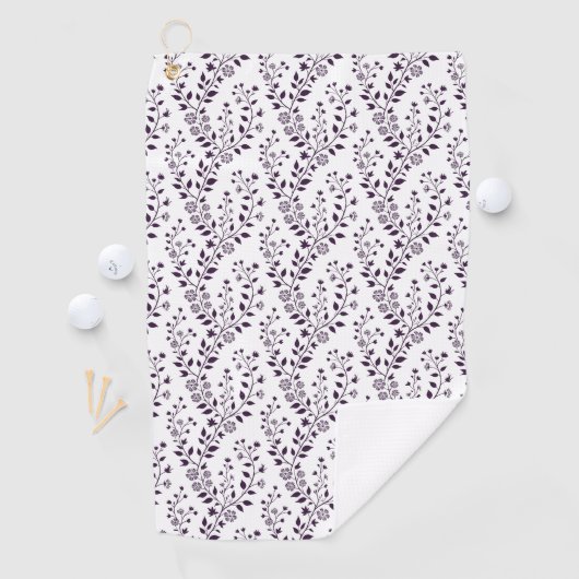 Modern Boho Floral Pattern Plum White Golfhanddoek (Insitu)