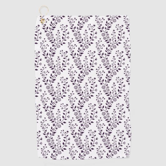 Modern Boho Floral Pattern Plum White Golfhanddoek (Voorkant)