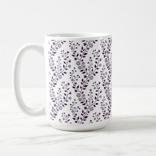 Modern Boho Floral Pattern Plum White Koffiemok (Links)