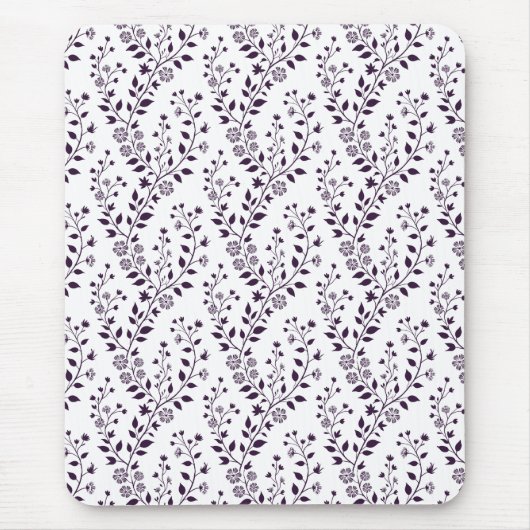 Modern Boho Floral Pattern Plum White Muismat (Voorkant)