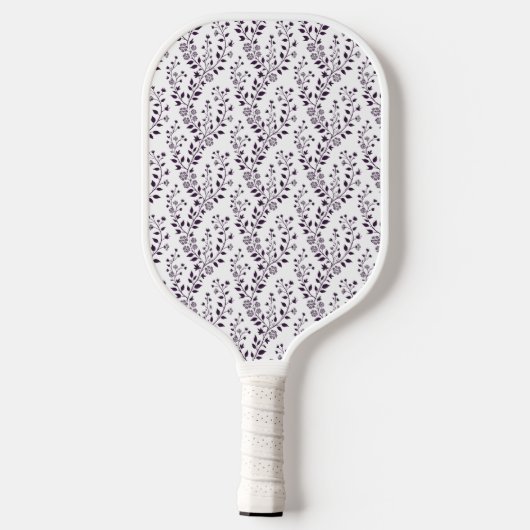 Modern Boho Floral Pattern Plum White Pickleball Paddle (Achterkant)