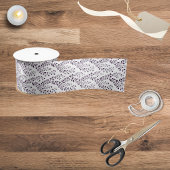 Modern Boho Floral Pattern Plum White Satijnen Lint