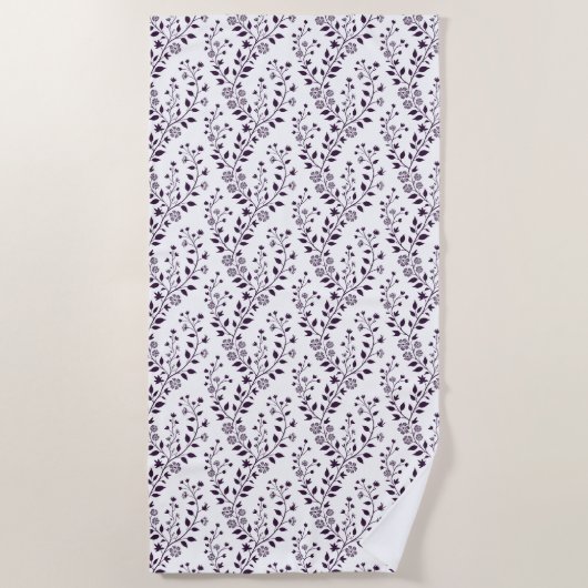 Modern Boho Floral Pattern Plum White Strandlaken (Voorkant)