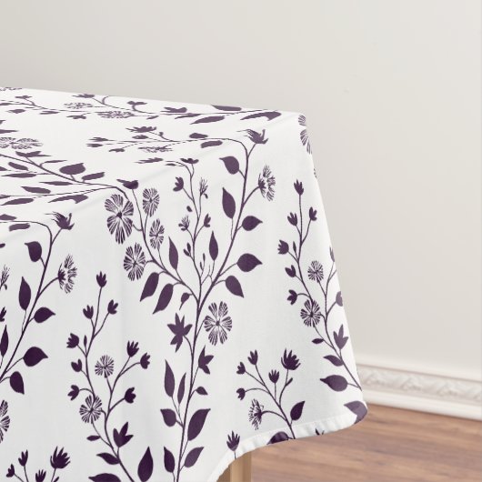 Modern Boho Floral Pattern Plum White Tafelkleed (Voorbeeld)