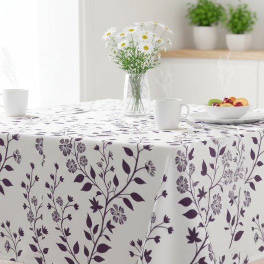 Modern Boho Floral Pattern Plum White Tafelkleed