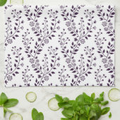 Modern Boho Floral Pattern Plum White Theedoek (Gevouwen)