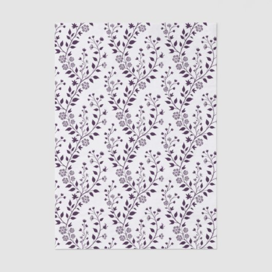 Modern Boho Floral Pattern Plum White Tissuepapier (Voorkant)