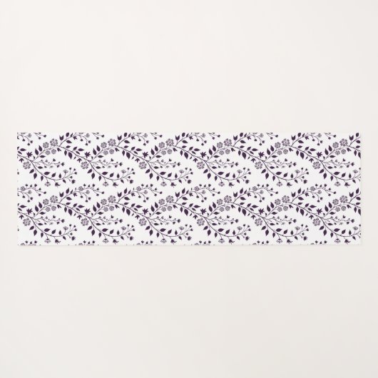 Modern Boho Floral Pattern Plum White Yogamat (Achterkant (horizontaal))