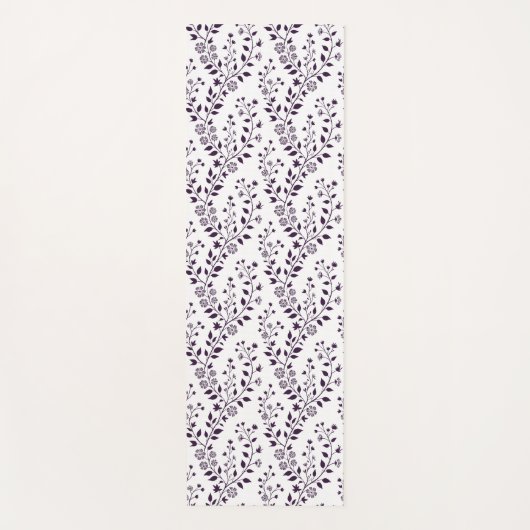 Modern Boho Floral Pattern Plum White Yogamat (Voorkant)