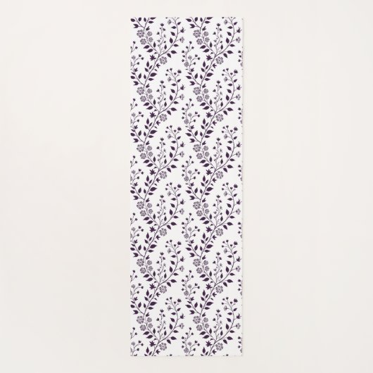 Modern Boho Floral Pattern Plum White Yogamat (Achterkant)