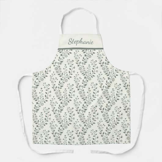 Modern Boho Floral Pattern Sage Cream Schort (Voorkant)