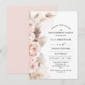 Modern Boho Floral Peonies Pampas Grass Verloving Kaart (Voorkant / Achterkant)
