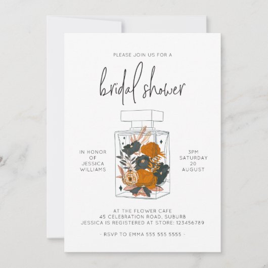 Modern Boho Floral Perfume Brunch Vrijgezellenfees Kaart (Voorkant)