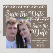 Modern Boho Floral Photo Save the Date Kaart (Voorkant / Achterkant)