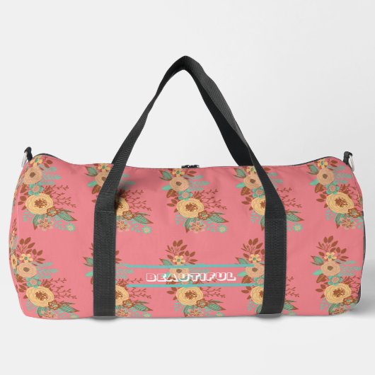 Modern Boho Floral Pink Aanpassen Plunjezak (Voorkant)