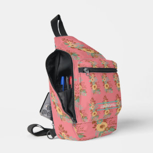 Modern Boho Floral Pink Aanpassen Sling Bag