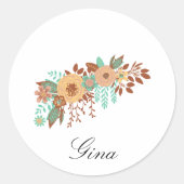 Modern Boho Floral Ronde Sticker (Voorkant)