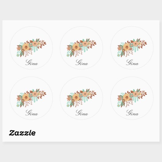 Modern Boho Floral Ronde Sticker (Vel)