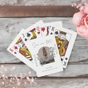 Modern Boho Floral Roos Foto Arch White Pokerkaarten