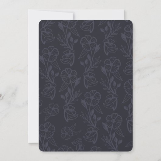Modern Boho Floral Roos Foto Circle Navy & White Save The Date (Achterkant)