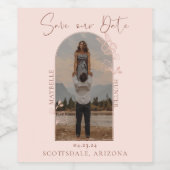 Modern Boho Floral Roos Foto Roze Wijn Etiket (Enkel label)