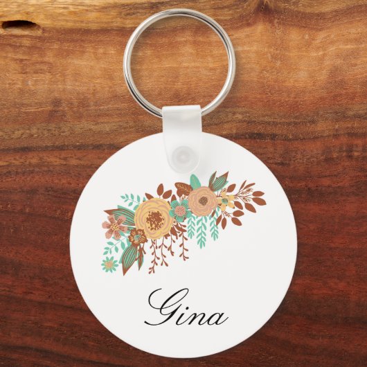 Modern Boho Floral Sleutelhanger (Voorkant)