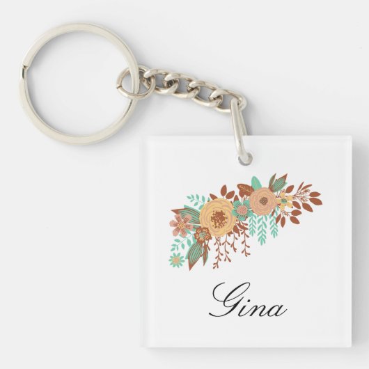 Modern Boho Floral Sleutelhanger (Voorkant)