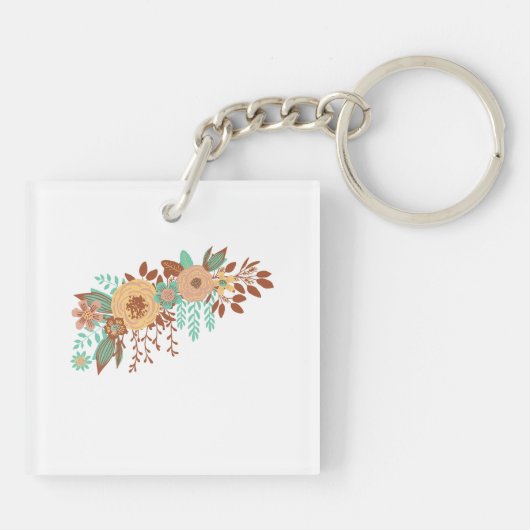 Modern Boho Floral Sleutelhanger (Achterkant)