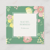 Modern Boho Floral Square QR Vierkante Visitekaartje (Voorkant)