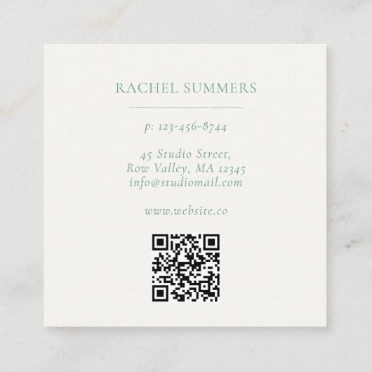 Modern Boho Floral Square QR Vierkante Visitekaartje (Achterkant)