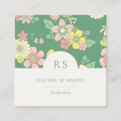 Modern Boho Floral Square QR Vierkante Visitekaartje (Voorkant)
