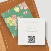 Modern Boho Floral Square QR Vierkante Visitekaartje