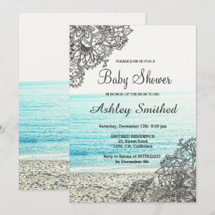 Modern boho floral strand photography baby shower kaart