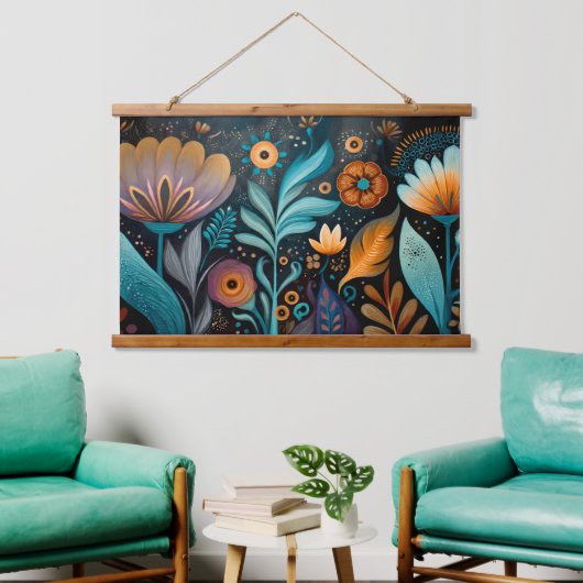 Modern Boho Floral Tapestry Hangend Wandkleed (Woonkamer)