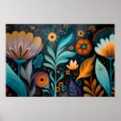 Modern Boho Floral Tapestry Poster (Voorkant)