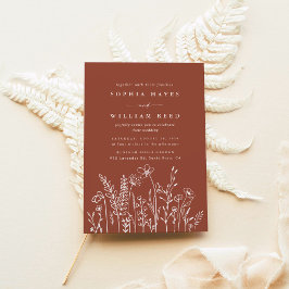Modern Boho Floral Terracotta Burnt Orange Wedding Kaart