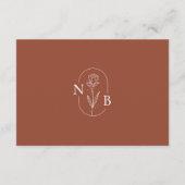 Modern Boho Floral Terracotta Burnt Oranje Wedding Informatiekaartje (Achterkant)
